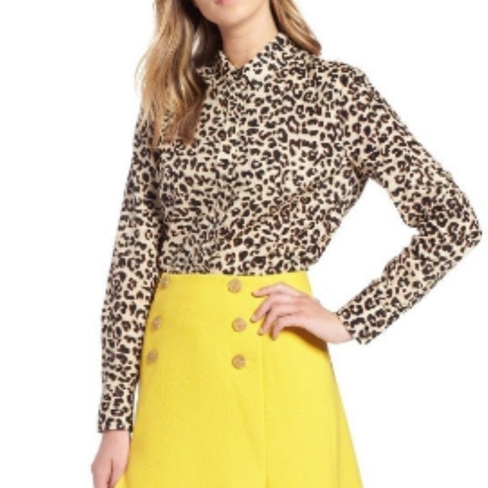 1901 Animal Print Button Front Shirt Cotton Voile Blouse Top​​​​​​‎